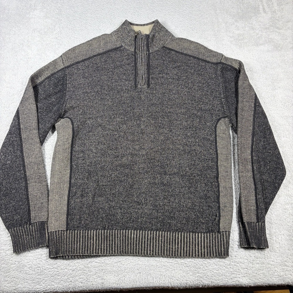 VINTAGE BKE 1/4 Zip Sweater Mens XXL Gray Y2K Two Tone Textured Athletic Fit